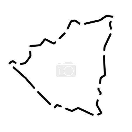 Nicaragua país mapa simplificado. Contorno de contorno negro roto sobre fondo blanco. Icono de vector simple