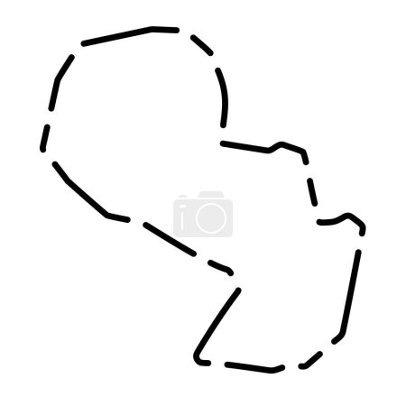 Paraguay country simplified map. Black broken outline contour on white background. Simple vector icon