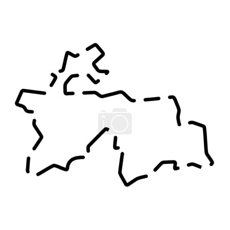 Tajikistan country simplified map. Black broken outline contour on white background. Simple vector icon