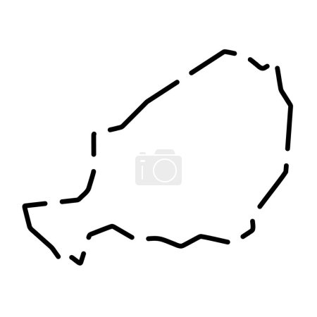 Niger country simplified map. Black broken outline contour on white background. Simple vector icon