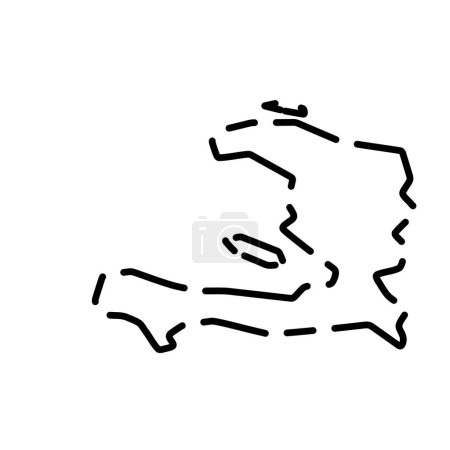 Haiti country simplified map. Black broken outline contour on white background. Simple vector icon