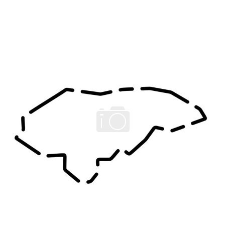 Honduras country simplified map. Black broken outline contour on white background. Simple vector icon