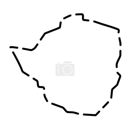 Zimbabwe country simplified map. Black broken outline contour on white background. Simple vector icon