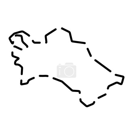 Turkmenistán país mapa simplificado. Contorno de contorno negro roto sobre fondo blanco. Icono de vector simple