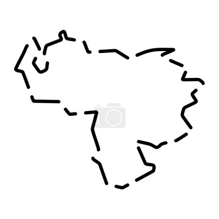 Venezuela vereinfachte Landkarte. Schwarze Umrisskontur auf weißem Hintergrund. Einfaches Vektorsymbol