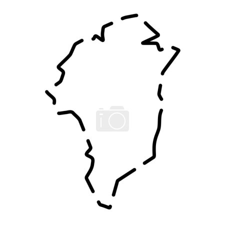 Greenland simplified map. Black broken outline contour on white background. Simple vector icon