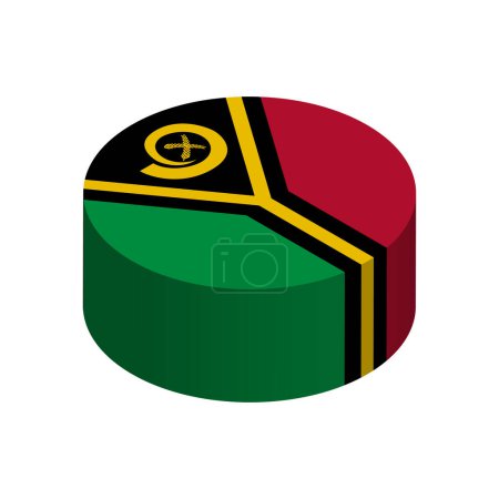 Vanuatu Flagge - 3D isometrischer Kreis isoliert auf weißem Hintergrund. Vektorobjekt.