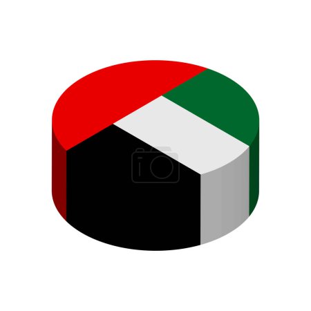 United Arab Emirates flag - 3D isometric circle isolated on white background. Vector object.
