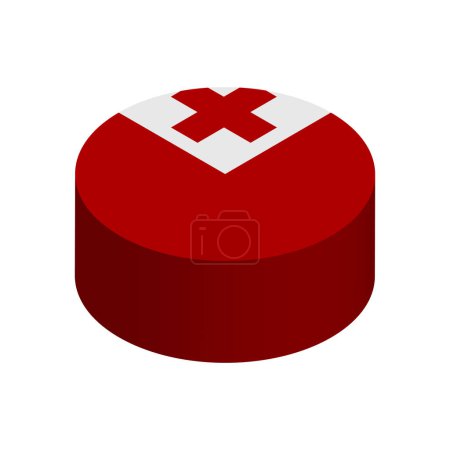 Tonga Flagge - 3D isometrischer Kreis isoliert auf weißem Hintergrund. Vektorobjekt.