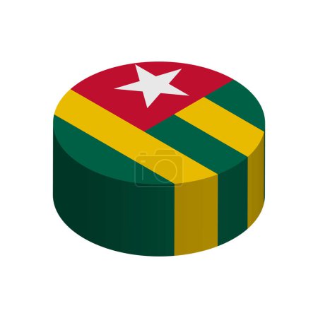 Togo drapeau - Cercle isométrique 3D isolé sur fond blanc. Objet vectoriel.