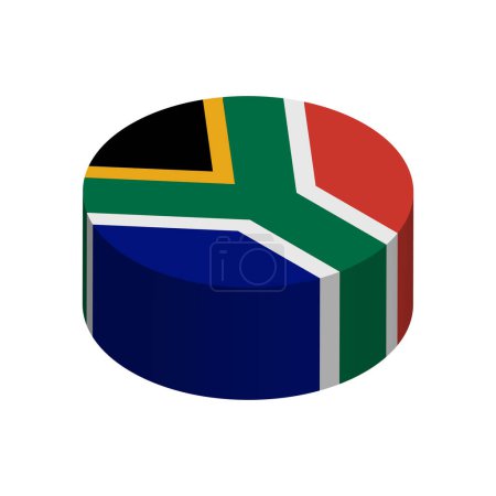 South Africa flag - 3D isometric circle isolated on white background. Vector object.