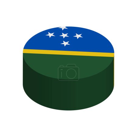 Bandera de las Islas Salomón - Círculo isométrico 3D aislado sobre fondo blanco. Objeto vectorial.