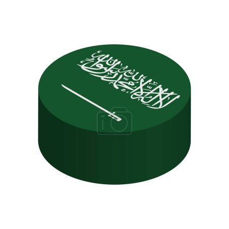 Drapeau Arabie saoudite - Cercle isométrique 3D isolé sur fond blanc. Objet vectoriel.