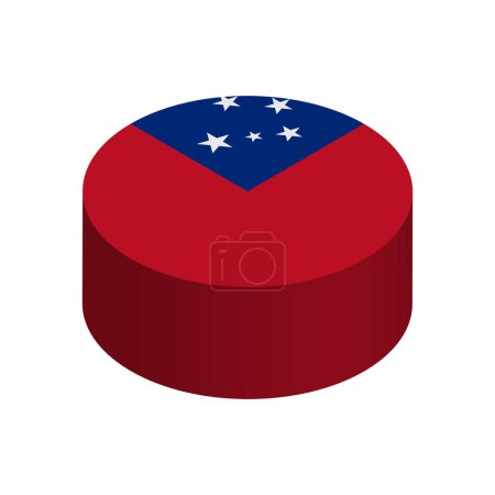 Samoa flag - 3D isometric circle isolated on white background. Vector object.