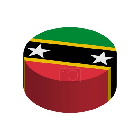 Flagge von St. Kitts und Nevis - 3D isometrischer Kreis isoliert auf weißem Hintergrund. Vektorobjekt.