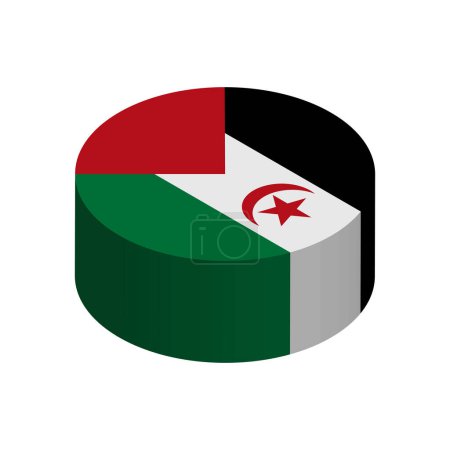 Flagge der Arabischen Demokratischen Republik Sahara - 3D-isometrischer Kreis isoliert auf weißem Hintergrund. Vektorobjekt.