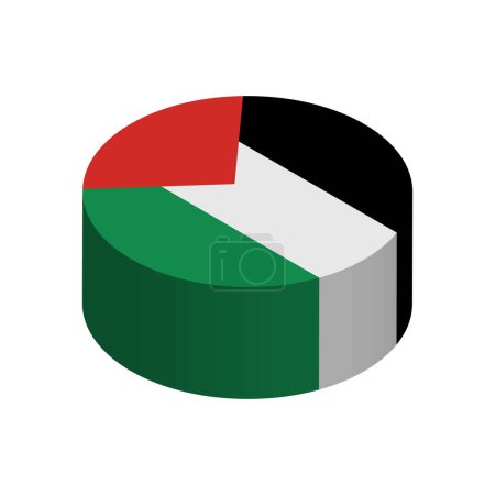 Palästina Flagge - 3D isometrischer Kreis isoliert auf weißem Hintergrund. Vektorobjekt.