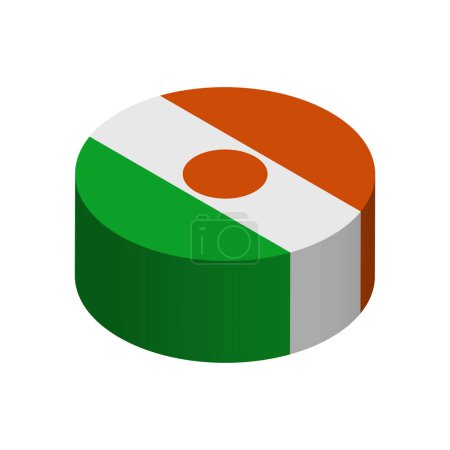 Niger flag - 3D isometric circle isolated on white background. Vector object.