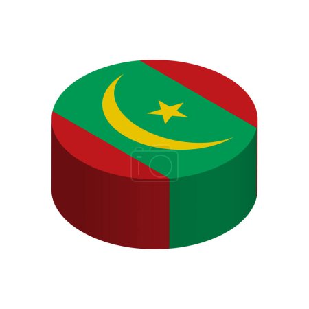 Bandera de Mauritania - Círculo isométrico 3D aislado sobre fondo blanco. Objeto vectorial.