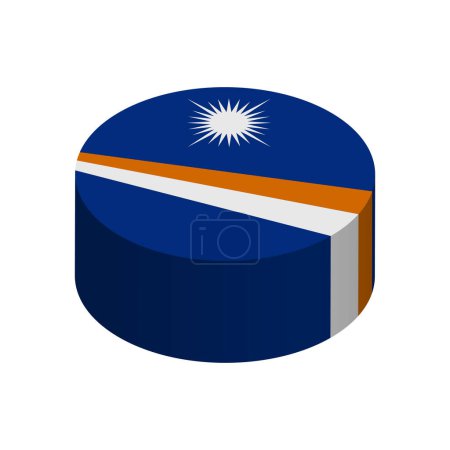 Flagge der Marshall-Inseln - 3D-isometrischer Kreis isoliert auf weißem Hintergrund. Vektorobjekt.