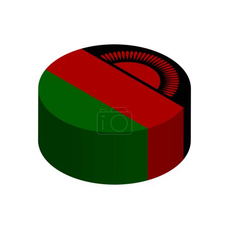 Malawi Flagge - 3D isometrischer Kreis isoliert auf weißem Hintergrund. Vektorobjekt.
