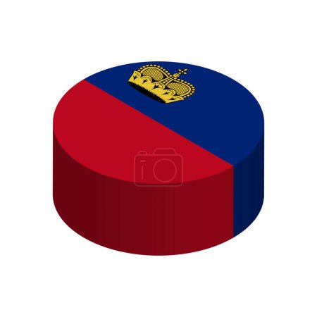 Liechtenstein flag - 3D isometric circle isolated on white background. Vector object.