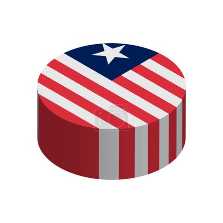 Bandera de Liberia - Círculo isométrico 3D aislado sobre fondo blanco. Objeto vectorial.