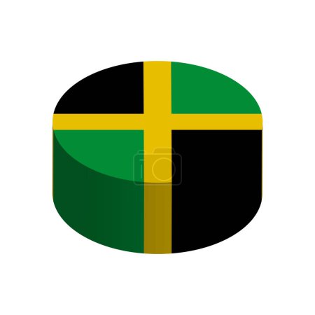 Jamaica flag - 3D isometric circle isolated on white background. Vector object.