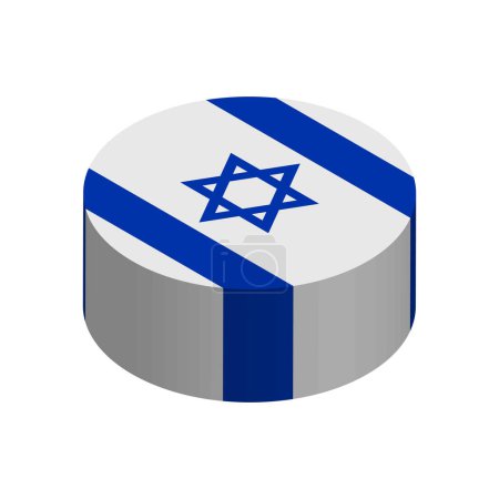 Israel flag - 3D isometric circle isolated on white background. Vector object.