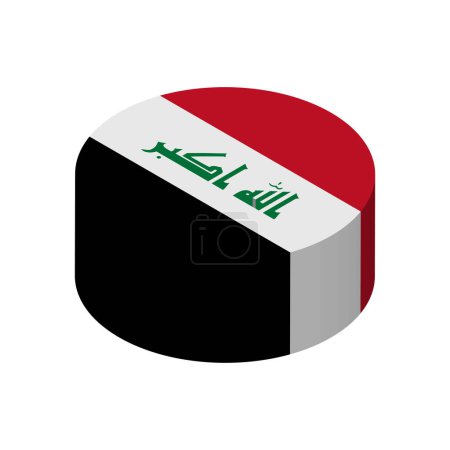 Iraq flag - 3D isometric circle isolated on white background. Vector object.