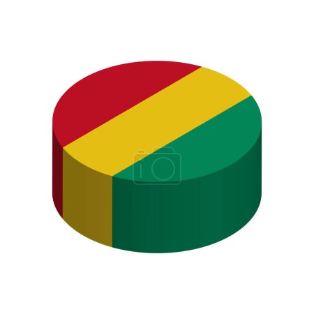 Bandera de Guinea Círculo isométrico 3D aislado sobre fondo blanco. Objeto vectorial.