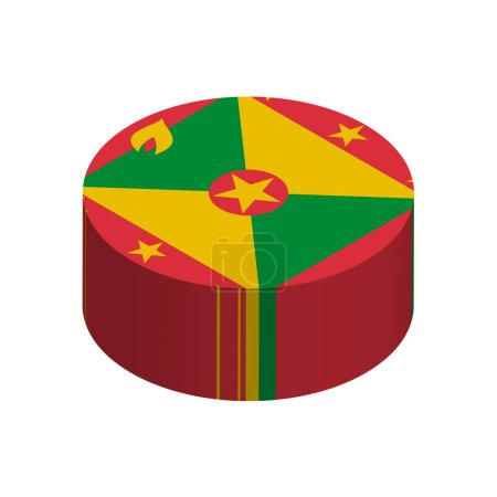 Grenada Flagge - 3D isometrischer Kreis isoliert auf weißem Hintergrund. Vektorobjekt.