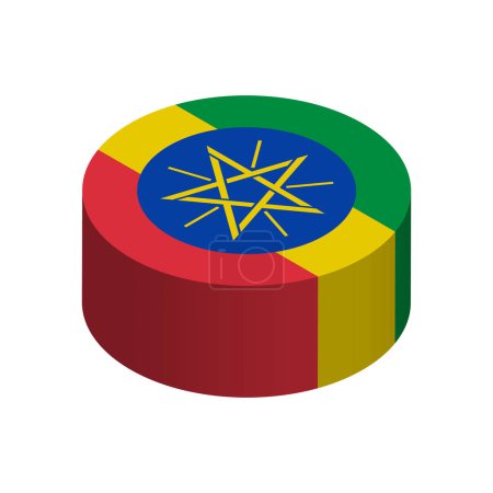 Ethiopia flag - 3D isometric circle isolated on white background. Vector object.