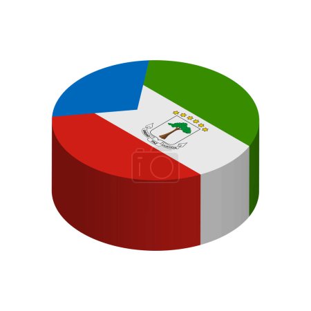 Bandera de Guinea Ecuatorial - Círculo isométrico 3D aislado sobre fondo blanco. Objeto vectorial.