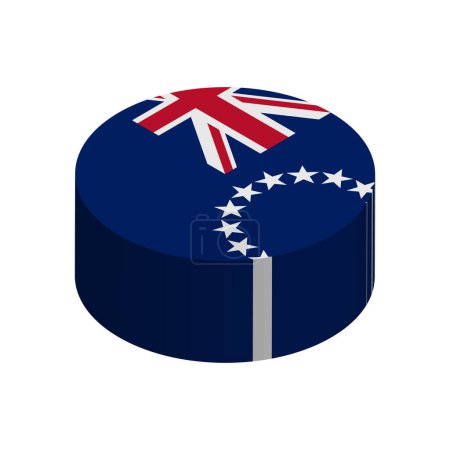 Cook Islands Flagge - 3D isometrischer Kreis isoliert auf weißem Hintergrund. Vektorobjekt.