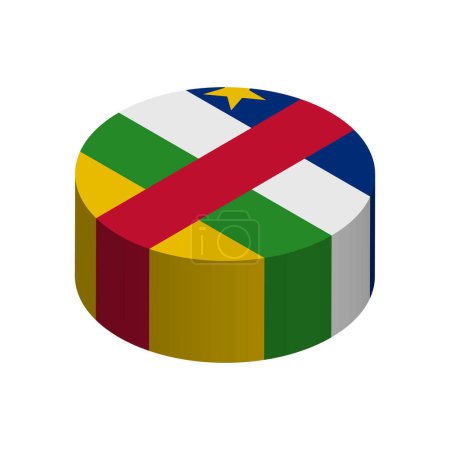Drapeau République centrafricaine - Cercle isométrique 3D isolé sur fond blanc. Objet vectoriel.