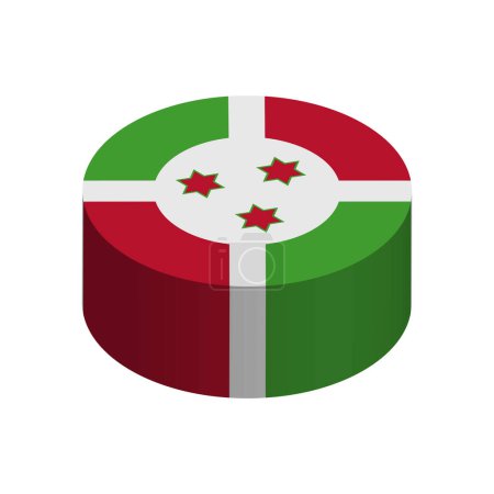 Burundi Flagge - 3D isometrischer Kreis isoliert auf weißem Hintergrund. Vektorobjekt.