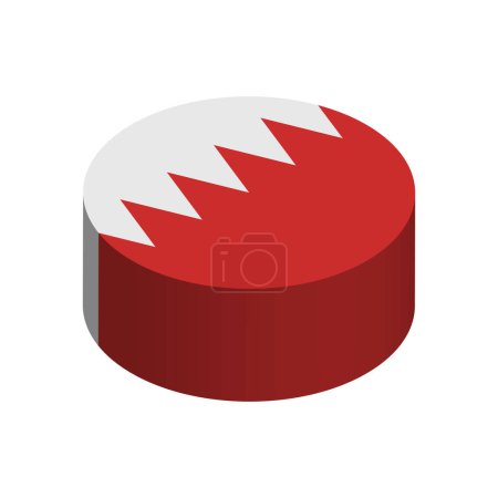 Bahrain flag - 3D isometric circle isolated on white background. Vector object.