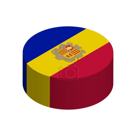 Andorra flag - 3D isometric circle isolated on white background. Vector object.