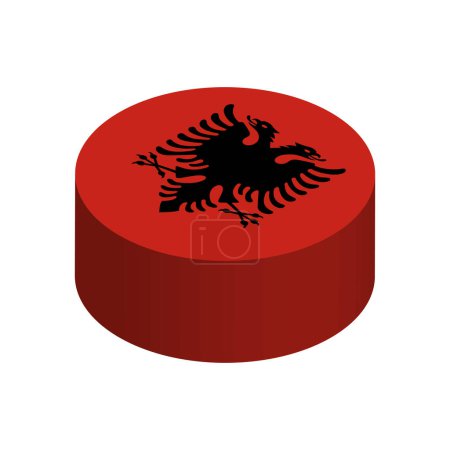 Albanien Flagge - 3D isometrischer Kreis isoliert auf weißem Hintergrund. Vektorobjekt.