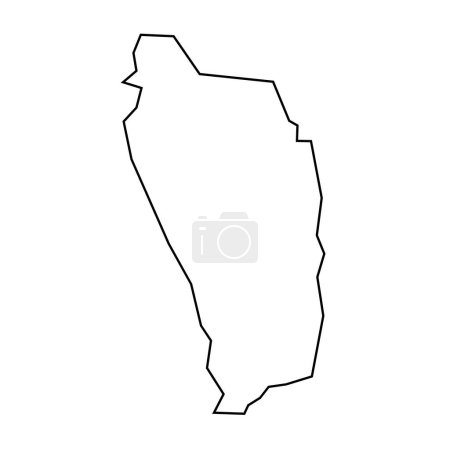 Dominica country silhouette fine contour noir. Carte simplifiée. Icône vectorielle isolée sur fond blanc.