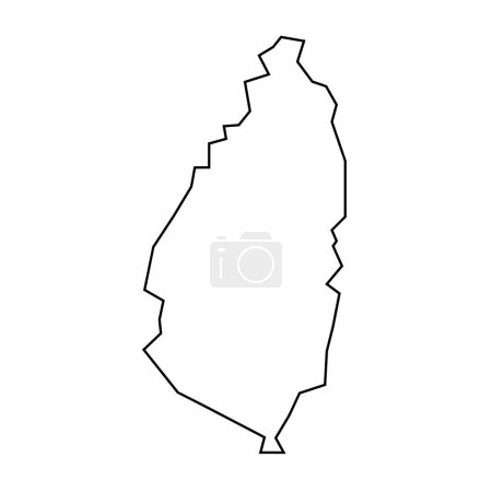 Santa Lucía país delgada silueta contorno negro. Mapa simplificado. Icono vectorial aislado sobre fondo blanco.