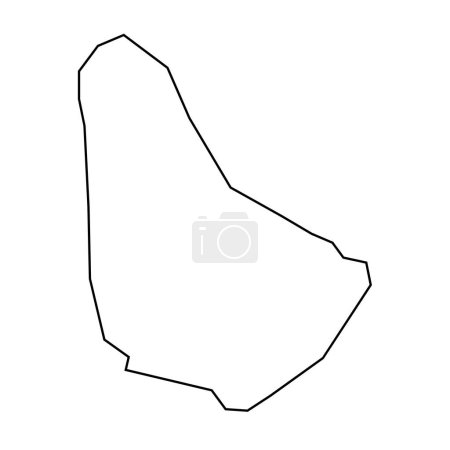 Barbados Land dünne schwarze Silhouette. Vereinfachte Landkarte. Vektor-Symbol isoliert auf weißem Hintergrund.