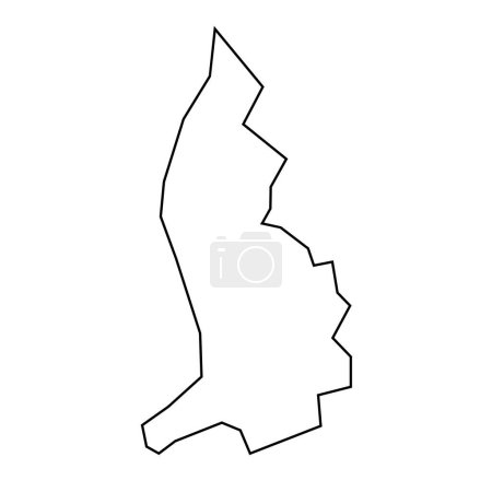 Liechtenstein pays silhouette fine contour noir. Carte simplifiée. Icône vectorielle isolée sur fond blanc.