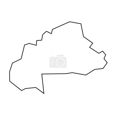 Burkina Faso país delgada silueta contorno negro. Mapa simplificado. Icono vectorial aislado sobre fondo blanco.