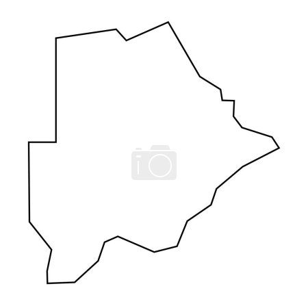 Botswana país delgada silueta contorno negro. Mapa simplificado. Icono vectorial aislado sobre fondo blanco.