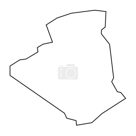 Algérie pays silhouette fine contour noir. Carte simplifiée. Icône vectorielle isolée sur fond blanc.
