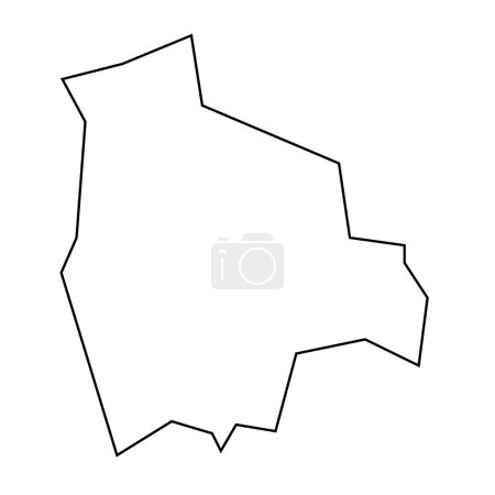 Bolivia country thin black outline silhouette. Simplified map. Vector icon isolated on white background.