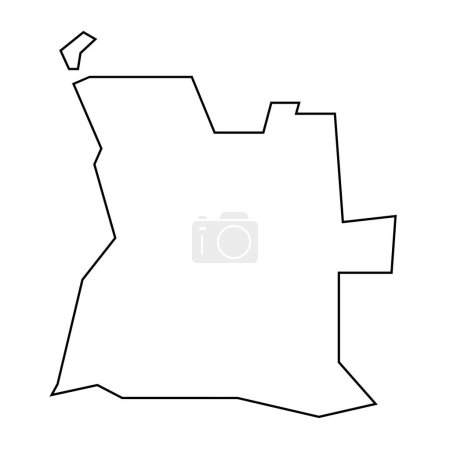 Angola country thin black outline silhouette. Simplified map. Vector icon isolated on white background.