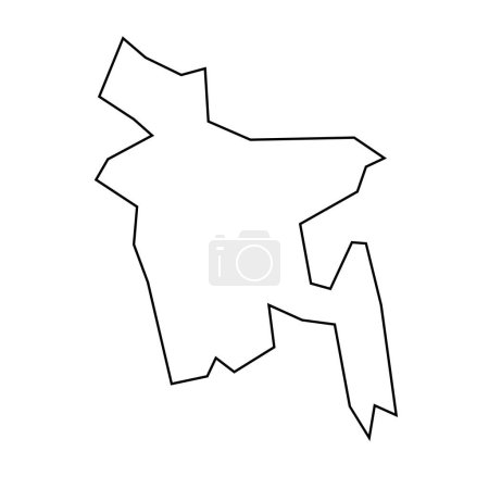 Bangladesh country thin black outline silhouette. Simplified map. Vector icon isolated on white background.